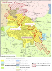 Проектований РЛП "Львівський" в межах адміністративних одиниць